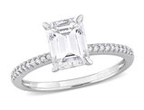 1.75 Carat (ctw) Lab-Created Emerald-Cut Moissanite Engagement Ring in 14K Yellow Gold with Diamonds