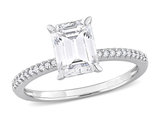 1.75 Carat (ctw) Lab-Created Emerald-Cut Moissanite Engagement Ring in 14K Yellow Gold with Diamonds