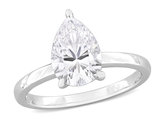 2.00 Carat (ctw) Lab-Created Pear-Cut Moissanite Engagement Ring in Sterling Silver