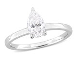 1.00 Carat (ctw) Lab-Created Pear-Cut Moissanite Engagement Ring in Sterling Silver