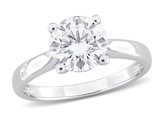 1.85 Carat (ctw) Lab-Created Solitaire Moissanite Engagement Ring in Sterling Silver