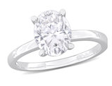 2.00 Carat (ctw) Lab-Created Oval Solitaire Moissanite Engagement Ring in Sterling Silver