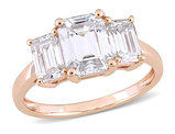 2.70 Carat (ctw) Lab-Created Three-Stone Octagon Moissanite Engagement Ring in 10K Rose Gold