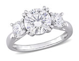 2.59 Carat (ctw) Lab-Created Three-Stone Round Moissanite Engagement Ring in 10K White Gold