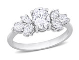 2.04 Carat (ctw) Lab-Created Oval Moissanite Engagement Ring in 10K White Gold