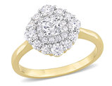 0.98 Carat (ctw) Lab-Created Cluster Moissanite Engagement Ring in 10K Yellow Gold