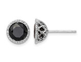4.00 Carat (ctw) Natural Black Sapphire Solitaire Earrings in Sterling Silver