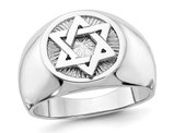 Mens 14K White Gold Star of David Ring