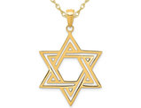 10K Yellow Gold Star of David Pendant Necklace with Chain