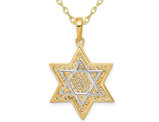 14K Yellow Gold Mesh Star of David Pendant Necklace with Chain