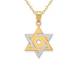 14K Yellow and White Gold Star of David Pendant Necklace with Chain