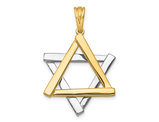 14K Two-Tone Yellow and White Solid Gold Star Of David Pendant Necklace (NO CHAIN)