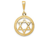 10K Yellow and White Gold Star of David Chai Pendant Necklace (NO CHAIN)