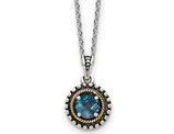 1/2 Carat (ctw) London Blue Topaz Pendant Necklace in Sterling Silver with 14K Gold Accents