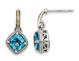 2.70 Carat (ctw) Swiss Blue Topaz Dangle Earrings in Sterling Silver with Yellow Accents