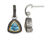 4.80 Carat (ctw) Swiss Blue Topaz Dangle Earrings in Sterling Silver with Yellow Accents