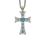 1.98 Carat (ctw) London Blue Topaz Cross Pendant Necklace in Sterling Silver with Chain