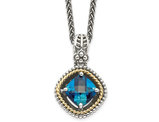 3.00 Carat (ctw) London Blue Topaz Pendant Necklace in Antiqued Sterling Silver with Chain