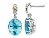 4.20 Carat (ctw) Oval Blue Topaz Dangle Earrings in Sterling Silver