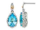 9.72 Carat (ctw) Pear-Cut Blue Topaz Dangle Earrings in Sterling Silver