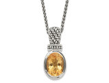 5.50 Carat (ctw) Citrine Drop Pendant Necklace in Antiqued Sterling Silver with Chain