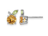 1.75 Carat (ctw) Citrine Orange and Peridot Post Earrings in Sterling Silver