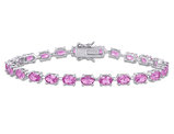 13.34 Carat (ctw) Lab-Created Pink Sapphire Bracelet in Sterling Silver (7.25 Inches)