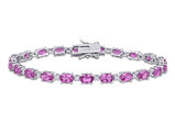 14.00 Carat (ctw) Lab-Created Pink and White Sapphire Bracelet in Sterling Silver (7.25 Inches)