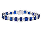 39.00 Carat (ctw) Lab-Created Blue Sapphire Bracelet in Sterling Silver  (7.25 Inches)