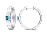 1.60 Carat (ctw) London Blue Topaz Hoop Earrings in Sterling Silver