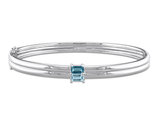 4/5 Carat (ctw) London Blue Topaz Bangle Bracelet in Sterling Silver 