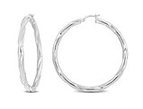 Sterling Silver Round Twist Hoop Earrings (4mm Thick)