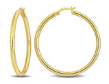 Yellow Sterling Silver Polished Hoop Earrings (3.0mm Thick)