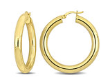 Yellow Sterling Silver Polished Hoop Earrings (5mm Thick)