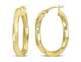 Yellow Sterling Silver Polished Oval Twist Hoop Earrings