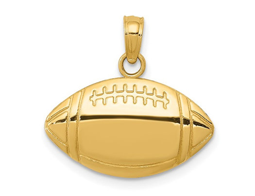 14K Yellow Gold Classic Football Charm Pendant (NO Chain)