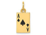 14K Yellow Gold Black Enamel Ace of Spades Card Charm Pendant (No Chain)