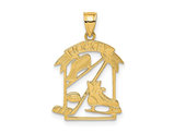 14K Yellow Gold Hockey Story Framed Charm Pendant (NO CHAIN)