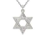 Sterling Silver Textured Star of David Pendant Necklace with Chain