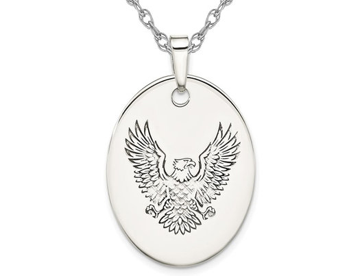 Sterling Silver Oval Eagle Pendant Necklace with Chain