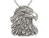Sterling Silver Antiqued Eagle Head Pendant Necklace with Chain