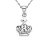 Sterling Silver Crown Charm Pendant Necklace with Chain