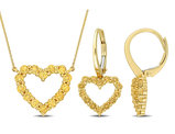 1.96 Carat (ctw) Citrine Heart Pendant Necklace and Earrings in 10K Yellow Gold