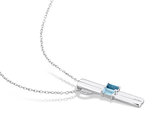 4/5 Carat (ctw) London and Sku Blue Topaz Stick Pendant Necklace in Sterling Silver with Chain