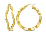 Yellow Sterling Silver Polished Wave Hoop Earrings