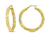 Yellow Sterling Silver Polished Wave Hoop Earrings