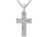 Sterling Silver Diamond Cut Cross Pendant Necklace with Chain