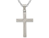Sterling Silver Brushed and Polished Latin Cross Pendant Necklace with Chain