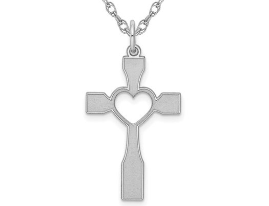 Sterling Silver Heart Cross Pendant Necklace with Chain