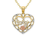 14K Yellow and Rose Gold I LOVE YOU Heart Charm Pendant Necklace with Chain